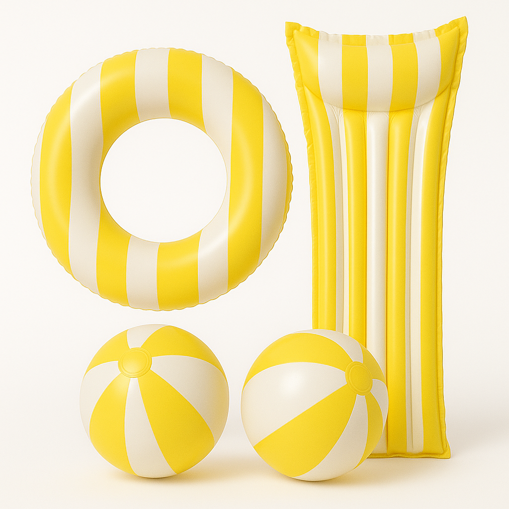 סט מתנפחים רטרו - מזרן ים , כדור ים , גלגל ים