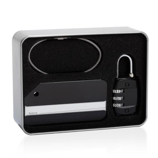 סט מנעול ותג למזוודה - שחור