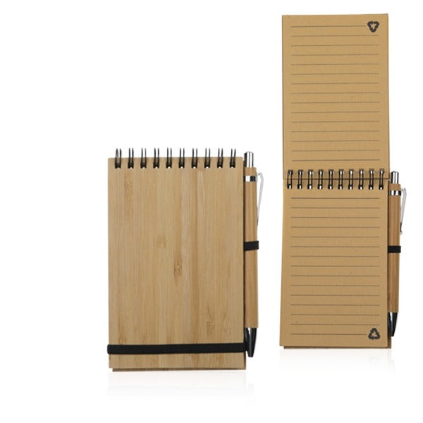 פנקס A6 אקולוגי במבוק עם עט