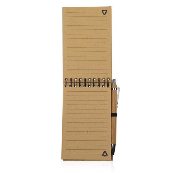 פנקס A6 אקולוגי במבוק עם עט פתוח