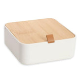 קופסת תכשיטים משולבת מראה עשויה במבו - לבן