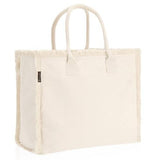 תיק קנבס בגימור פרנזים - מבט מהצד