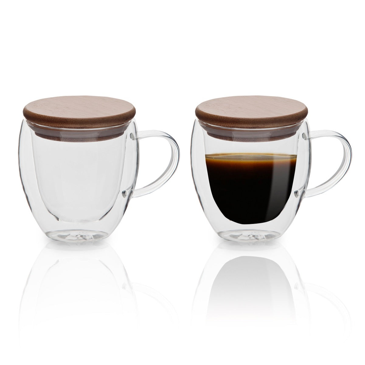 כוס זכוכית כפולה עם מכסה במבוק, 250 מ”ל – יפן