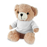 מחזיק מפתחות דובון עם חולצה למיתוג - לבן