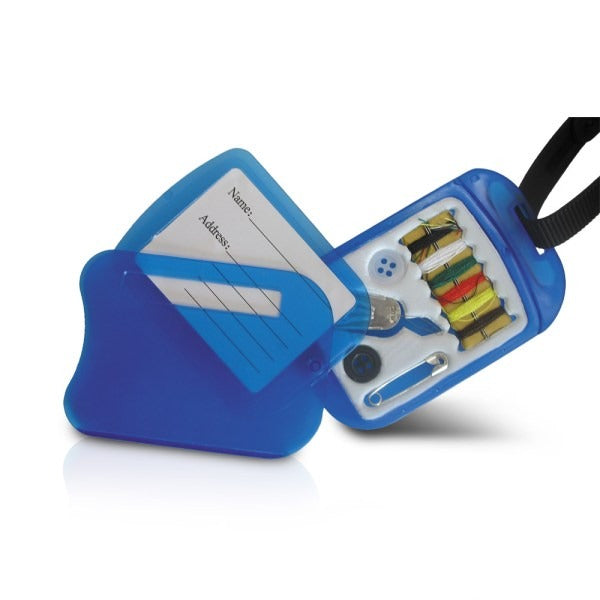 תג מזוודה עם ערכת תפירה כחול