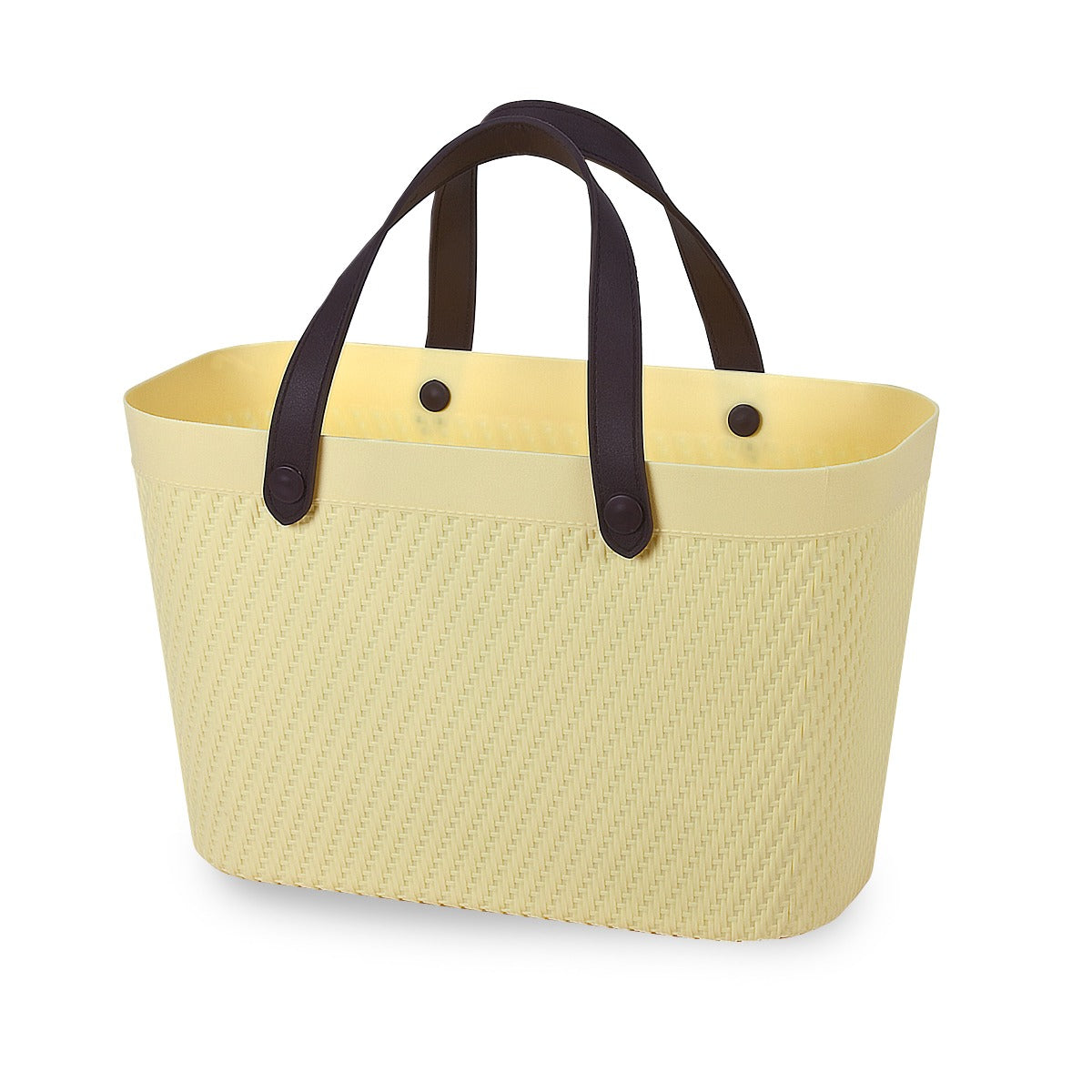 סל קניות איכותי עם ידיות נשיאה עבות צהוב
