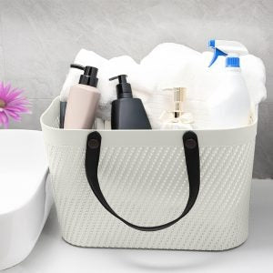 סל קניות איכותי עם ידיות נשיאה עבות הדמייה לבן