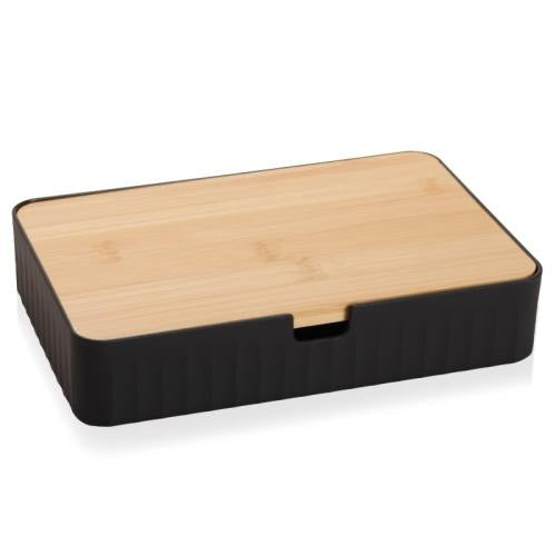 קופסאת תכשיטים מעוצבת משולבת מראה סגור שחור 