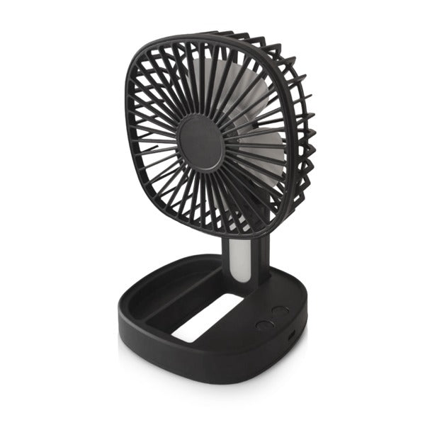 מאוורר שולחני בשילוב מנורה שחור