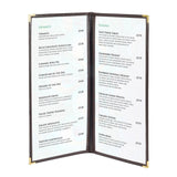 אוגדן תפריט שקוף דו צדדי 2 כנפיים צר חום