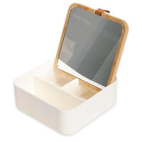 קופסת תכשיטים משולבת מראה עשויה במבו - פתוח