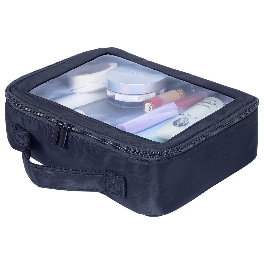 תיק איפור עם חלונית שקופה -  שחור מונח