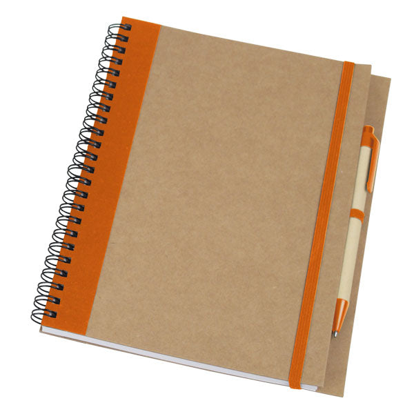 מחברת ספירלה עם עט תואם A5 כתום