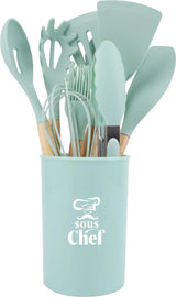 סט כלי סיליקון לבישול 10 חלקים תכלת