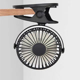 מאוורר נייד עם קליפס חיבור USB שחור