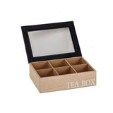 קופסת תה מעוצבת 6 תאים עם כיתוב - TEA BOX