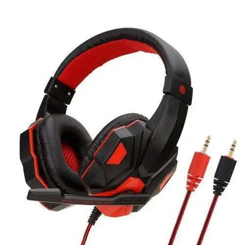 אוזניות גיימיניג מעוצבות עם תאורת LED ומיקרופון אדום