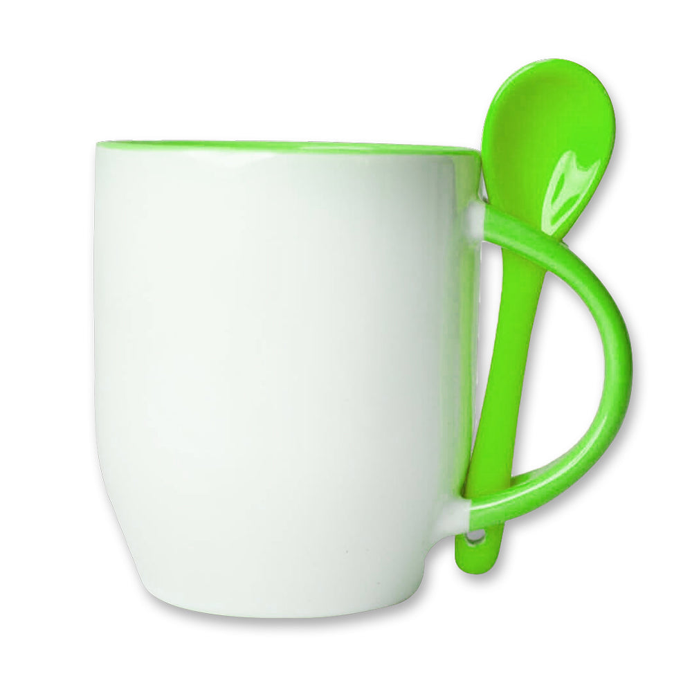 ספל עם כפית ירוק