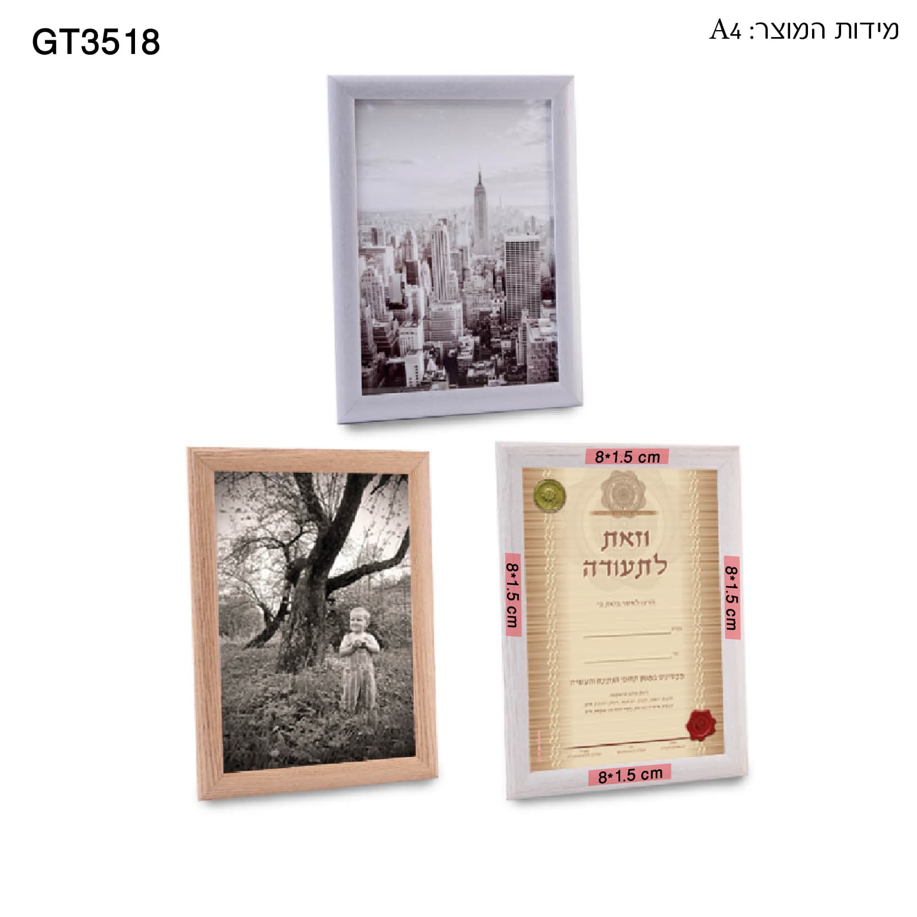 מסגרת לתמונה מעץ וזכוכית