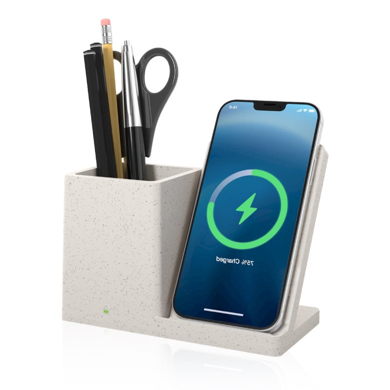 מעמד כלי כתיבה עם משטח הטענה אלחוטי