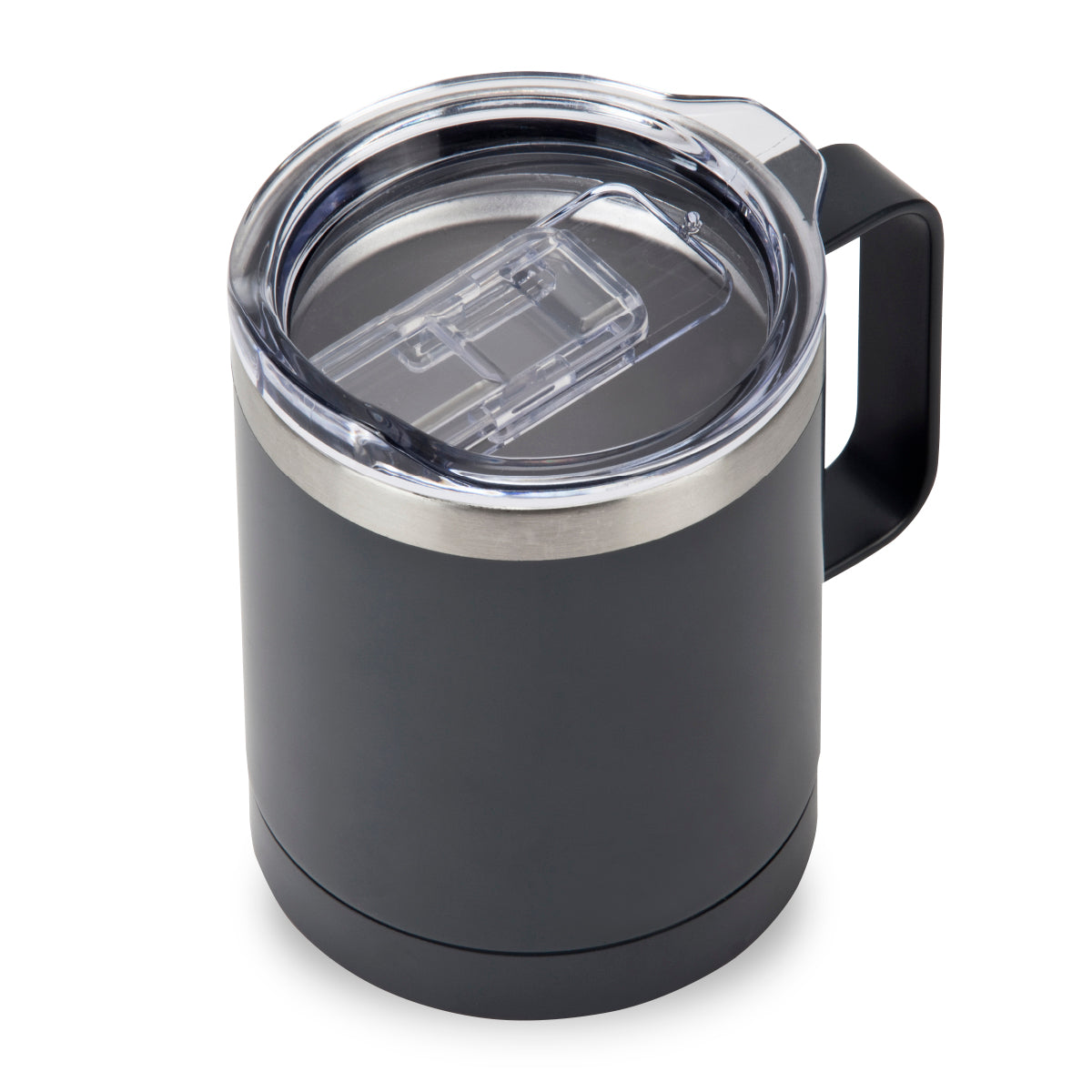 כוס תרמית עם ידית אחיזה שחורה