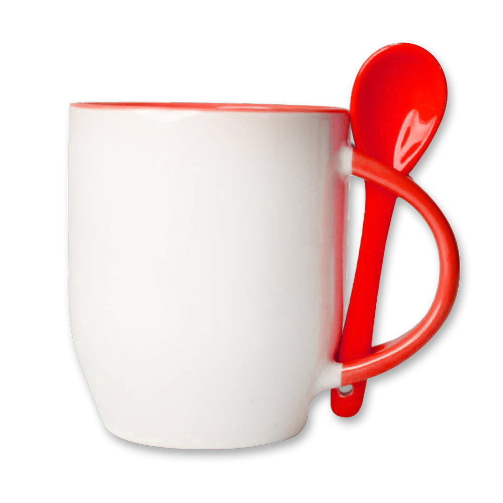 ספל עם כפית אדום