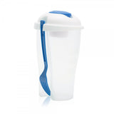 כוס פלסטיק לסלט עם מזלג