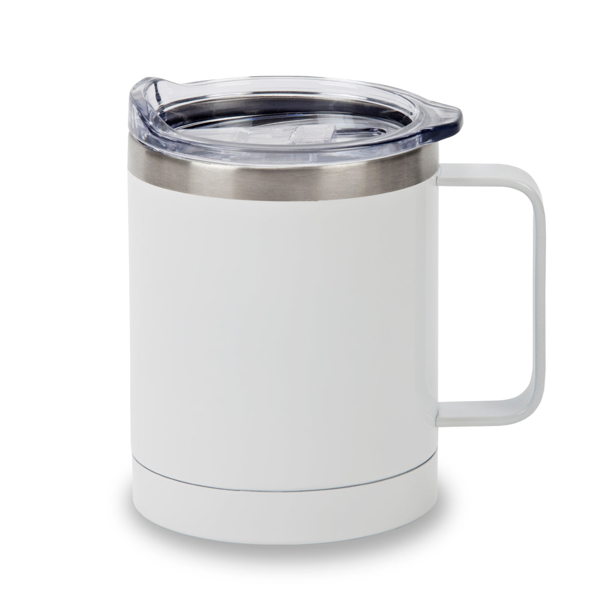 כוס תרמית עם ידית אחיזה לבן