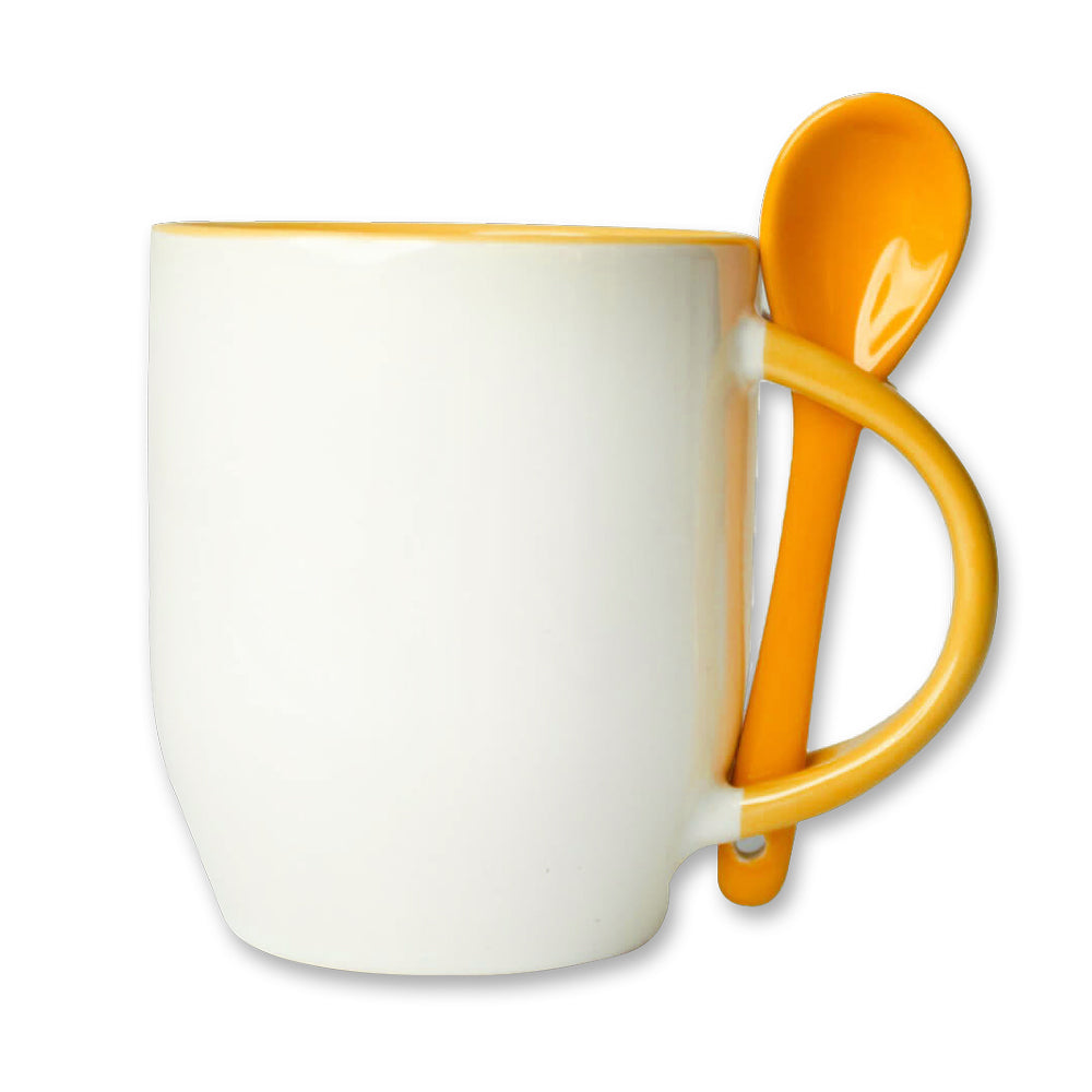 ספל עם כפית כתום