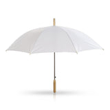 מטריה לבנה עם ידית עץ