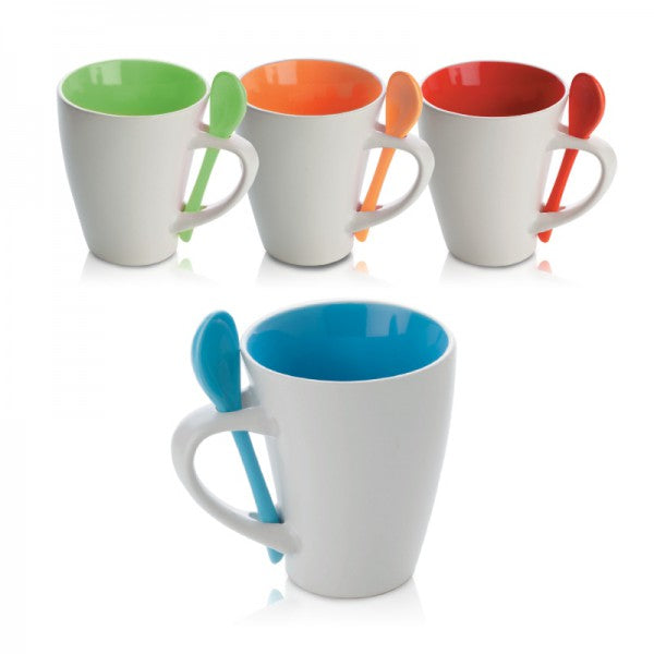 ספל קרמיקה עם כפית - ארומה